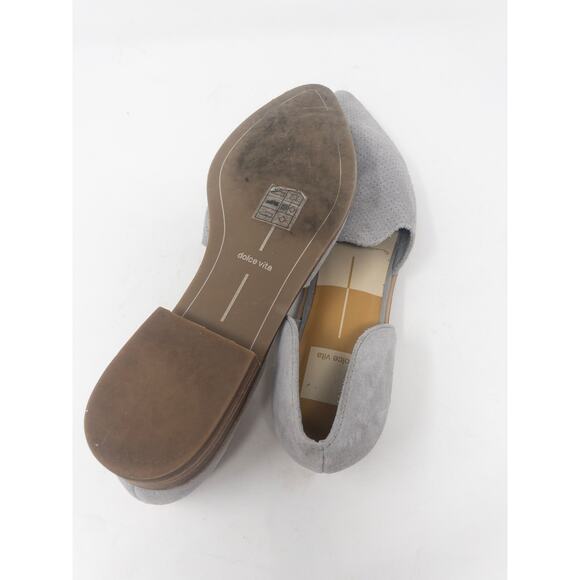 Dolce Vita KELSA Grey Suede Block Heel Flat Pointed Toe Slip On Shoe Size 8 - Picture 6 of 6